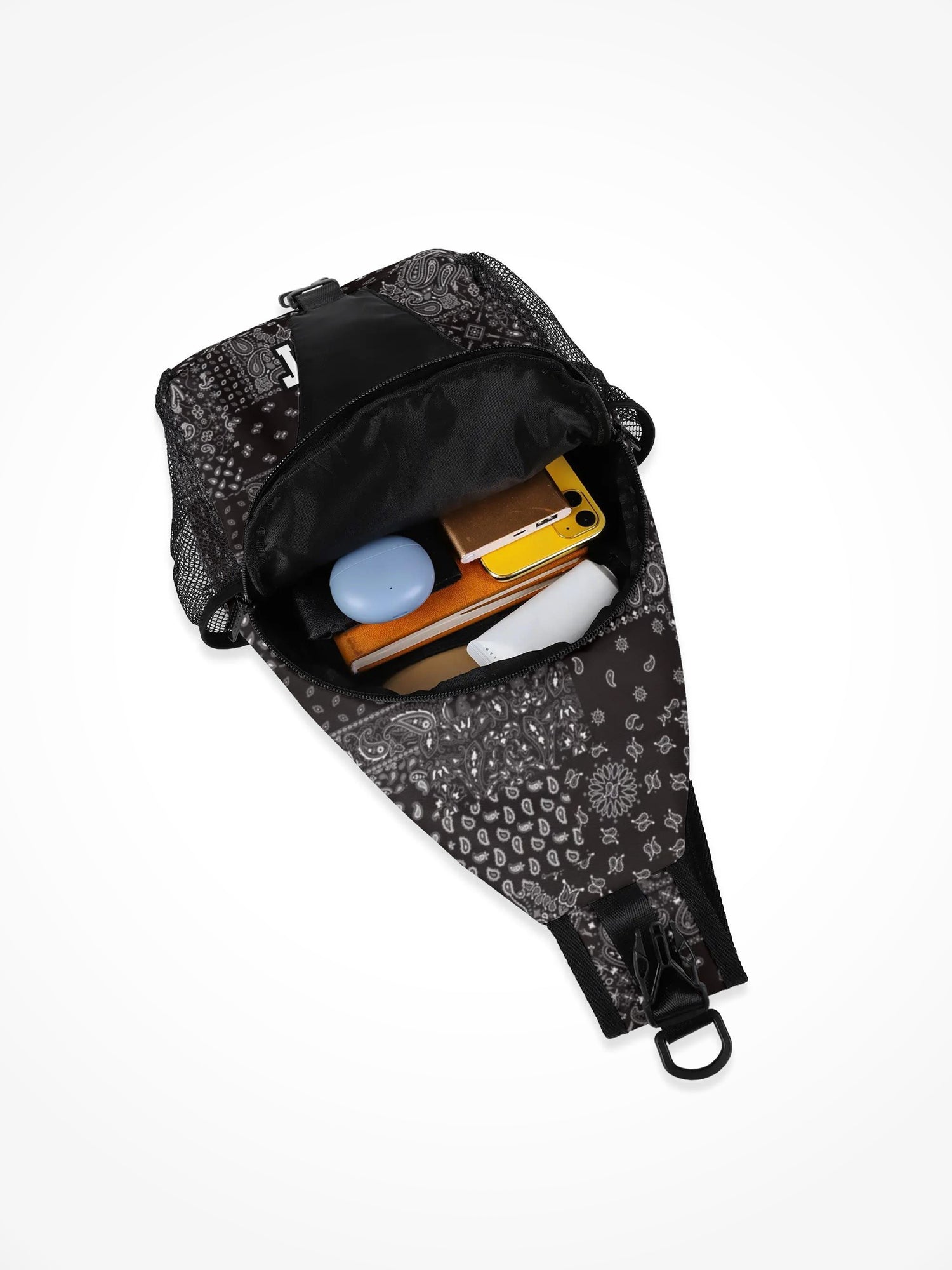 All-Over-Print Chest Crossbody Bag - Full Of Shit Black Bandana
