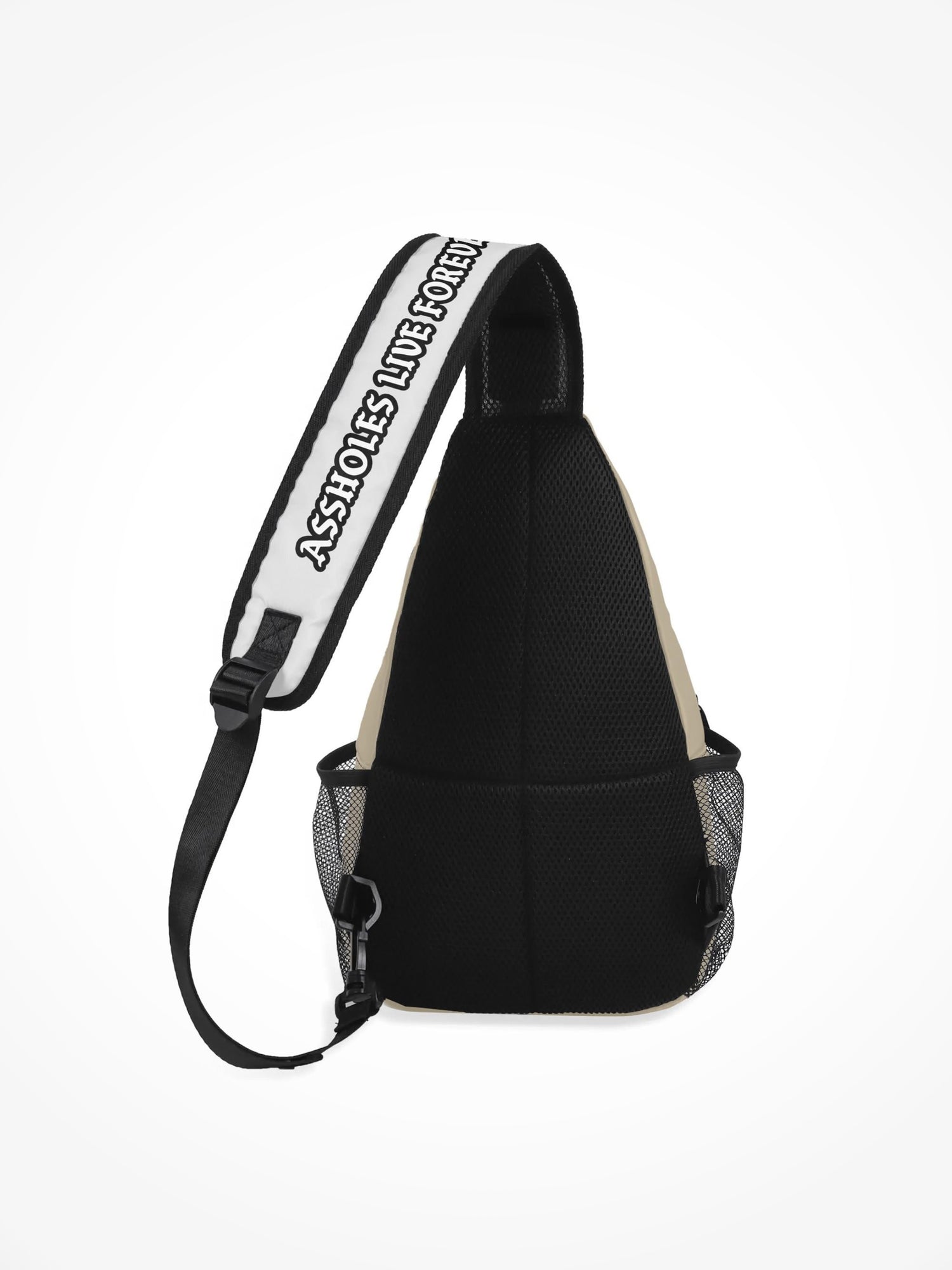 All-Over-Print Chest Crossbody Bag - Emotional Baggage Black And Cream