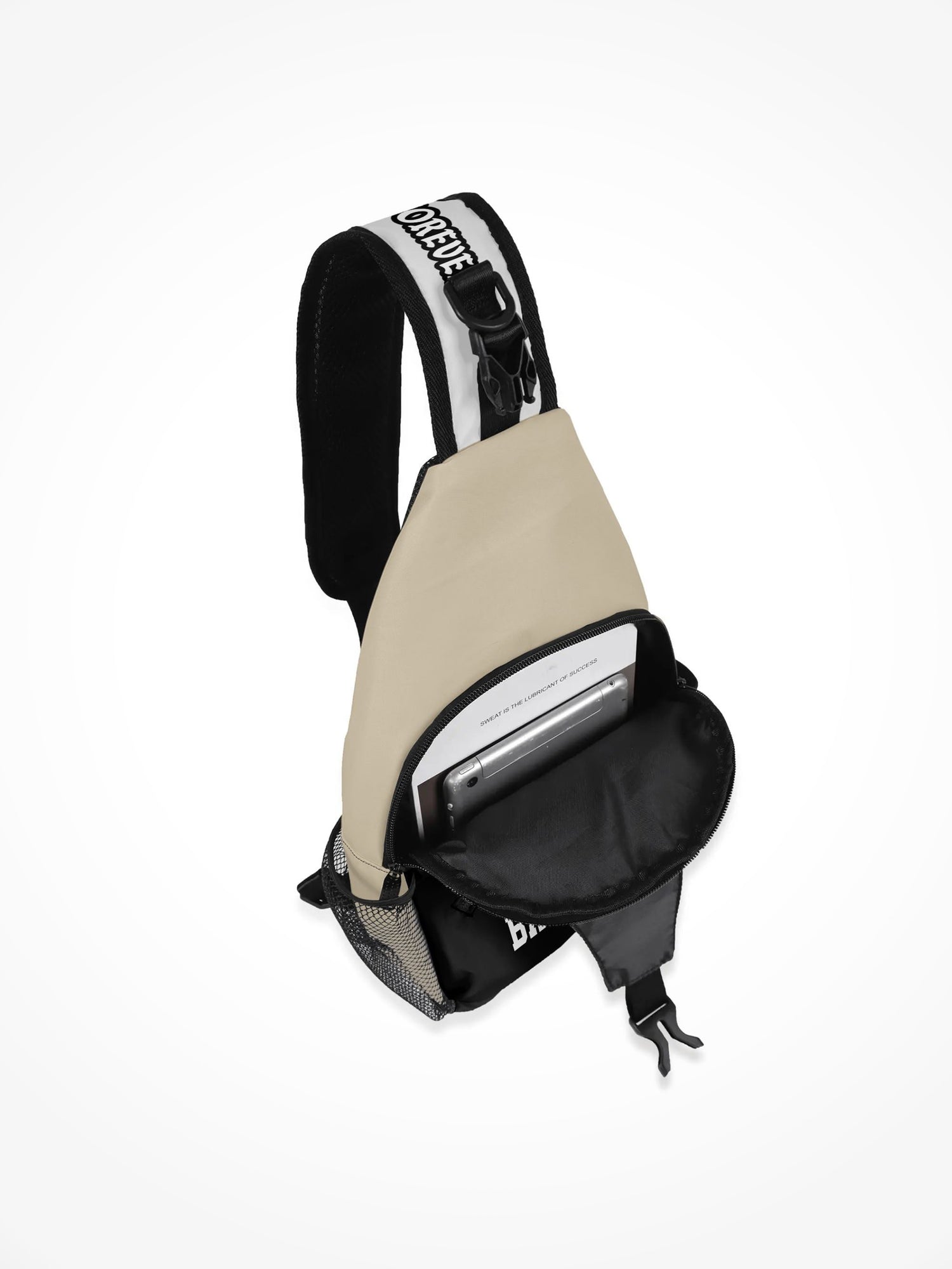 All-Over-Print Chest Crossbody Bag - Emotional Baggage Black And Cream