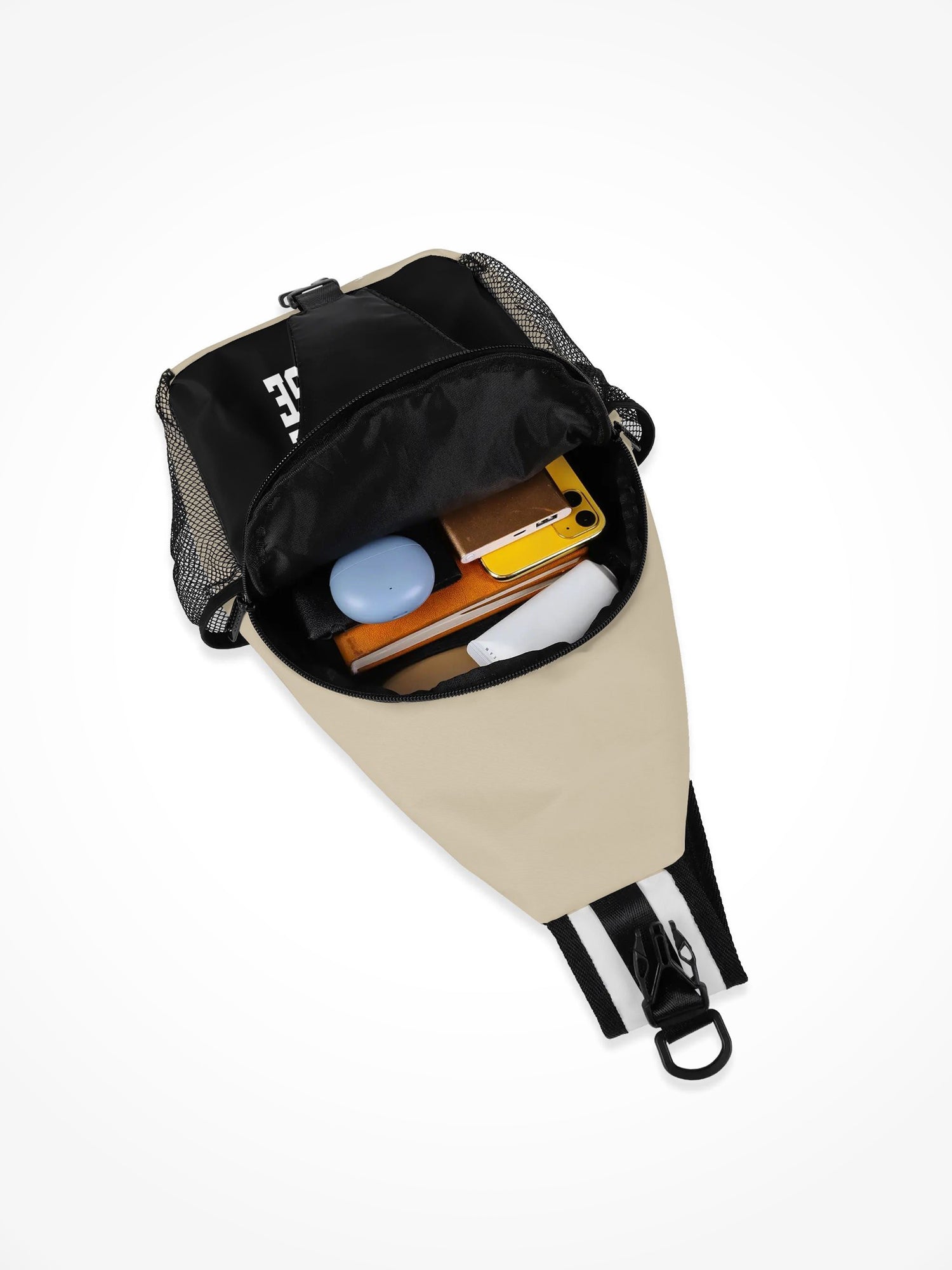 All-Over-Print Chest Crossbody Bag - Emotional Baggage Black And Cream