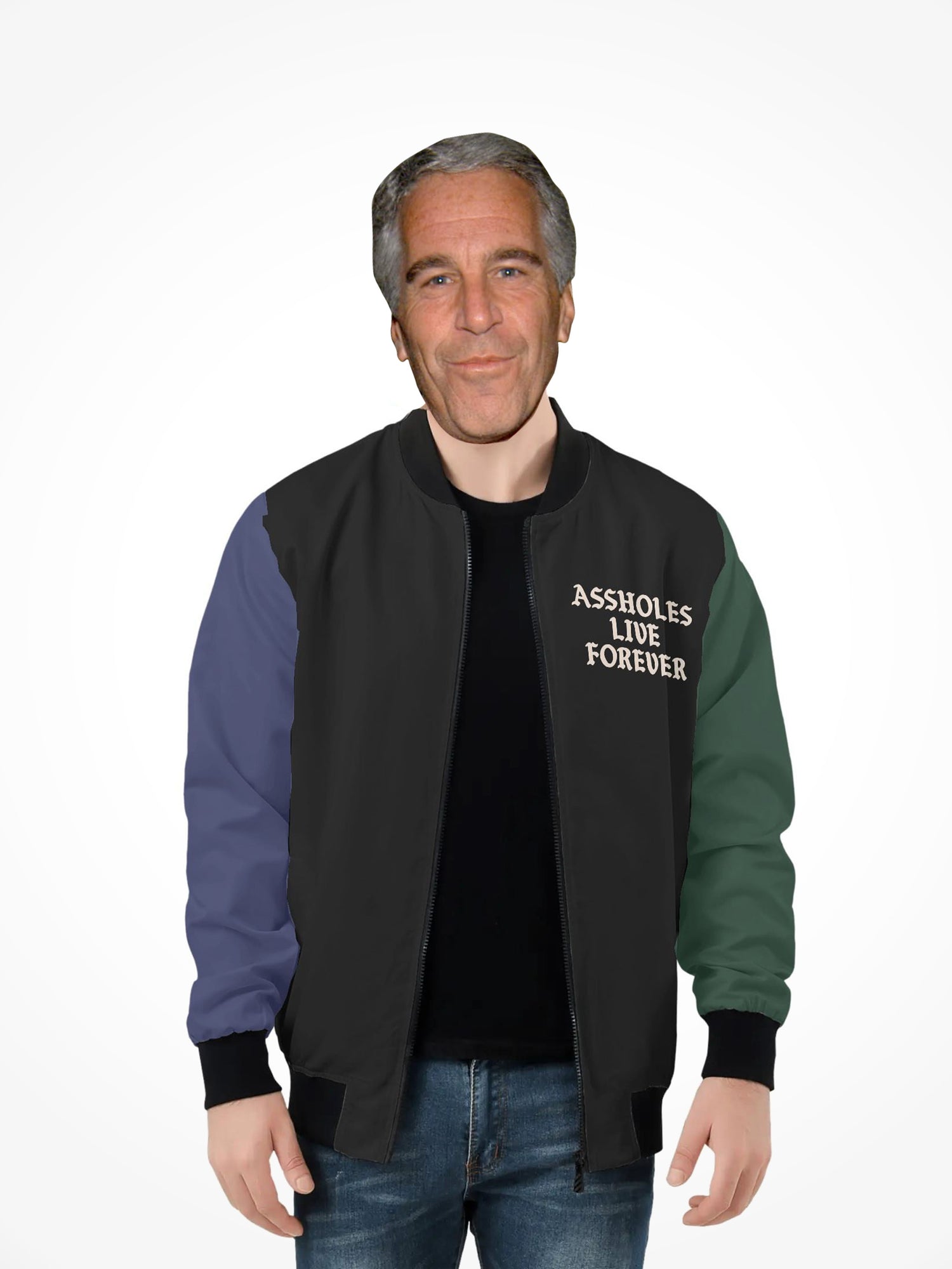 Mens All Over Print Zip Bomber Jacket - ALF Color Block
