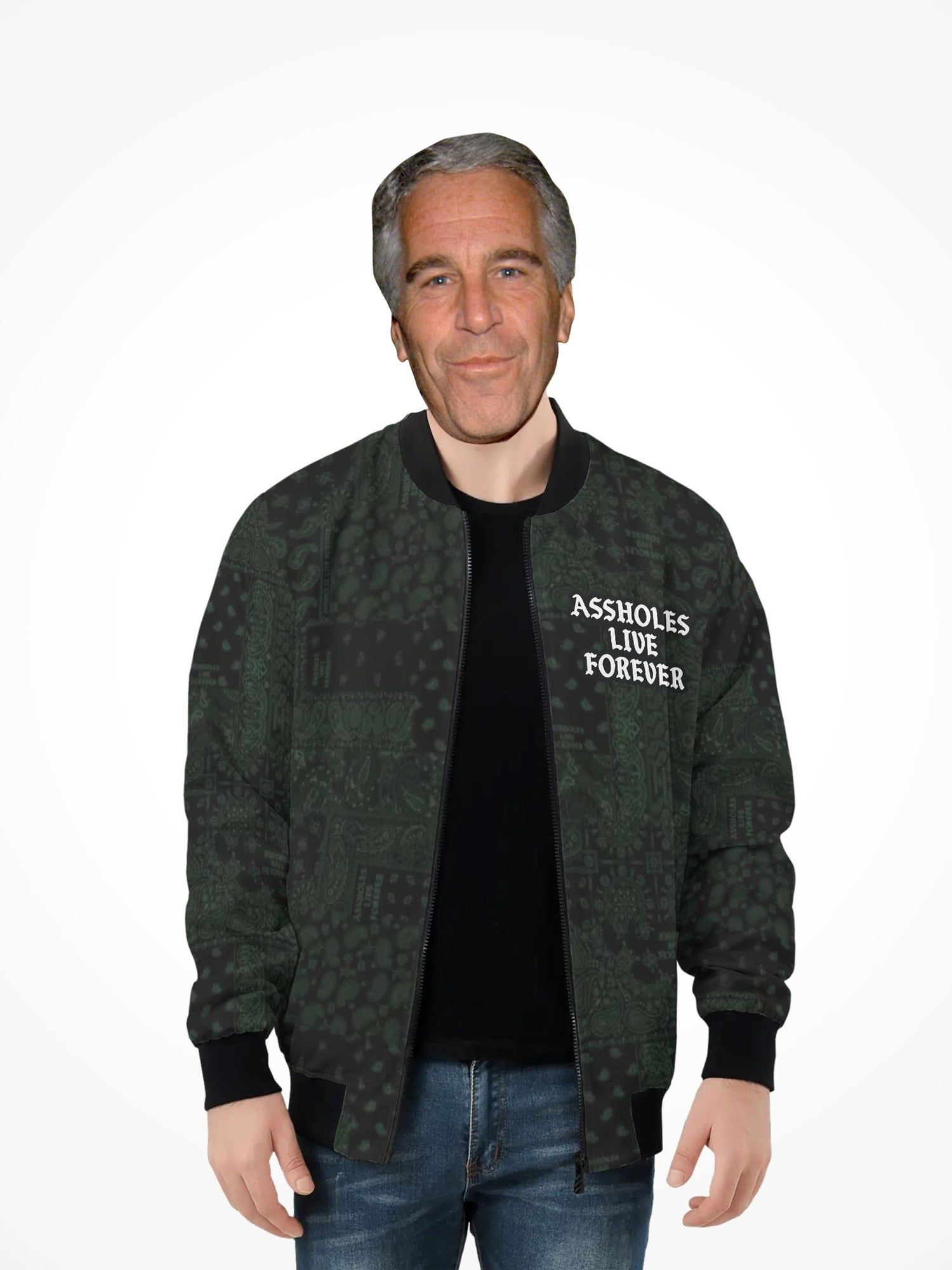 Mens All Over Print Zip Bomber Jacket - ALF Green Bandana