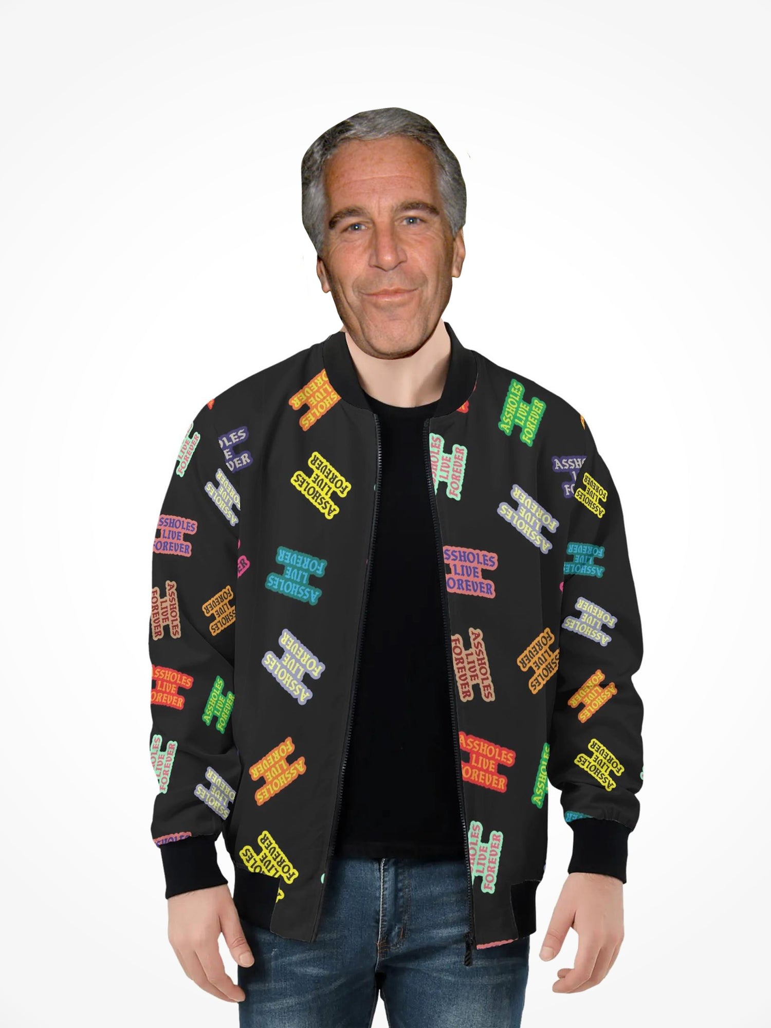 Mens All Over Print Zip Bomber Jacket - Multicolor ALF Logos
