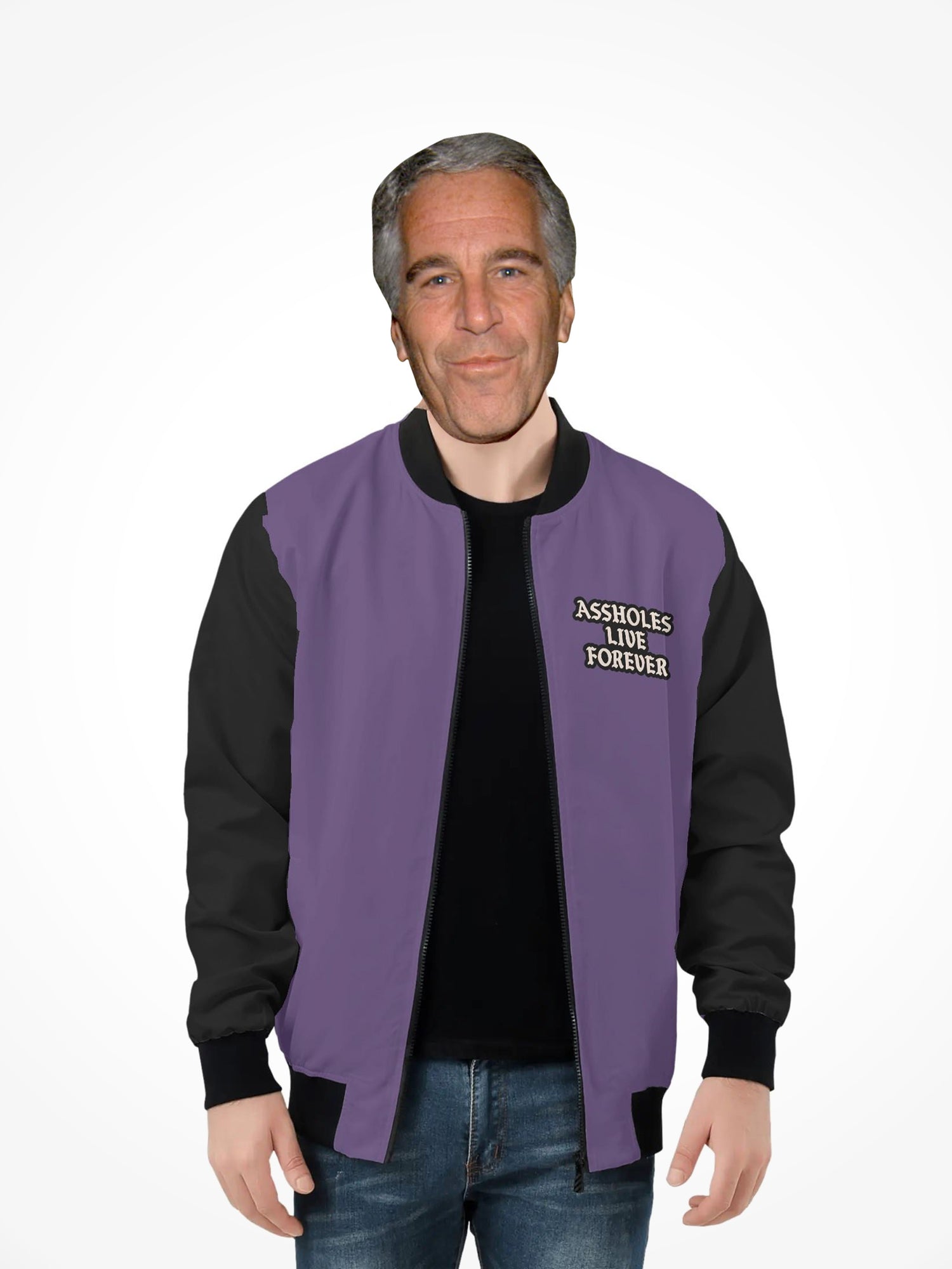 Mens All Over Print Zip Bomber Jacket - Purple Color Block