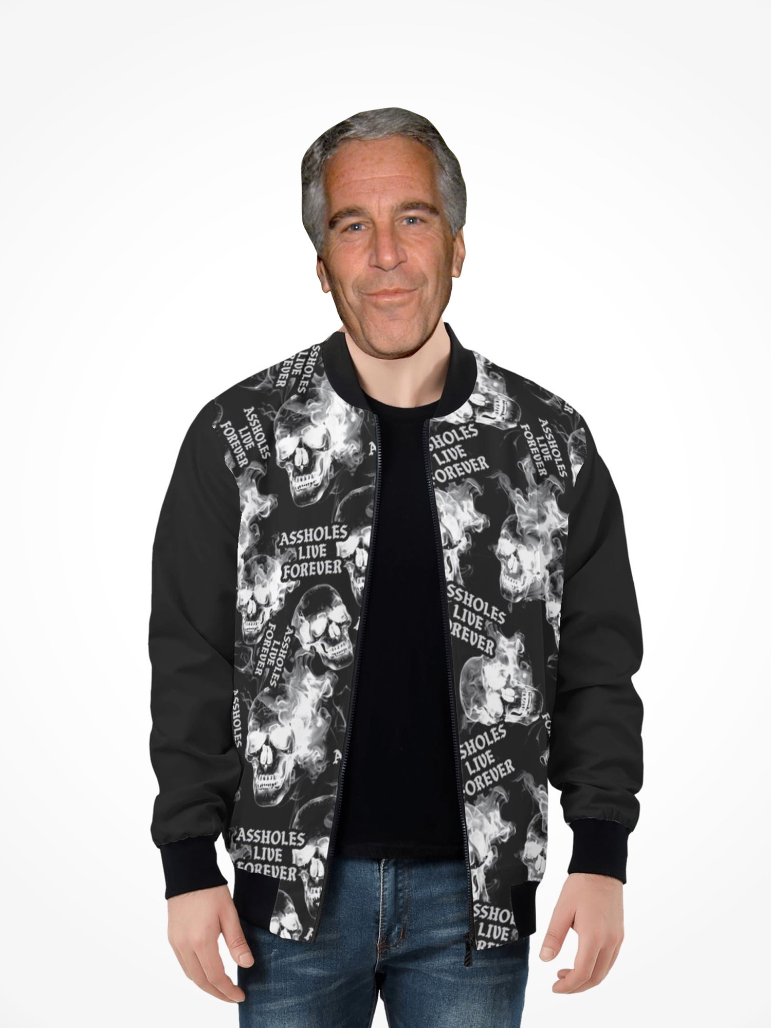Mens All Over Print Zip Bomber Jacket - ALF Smoking Skulls