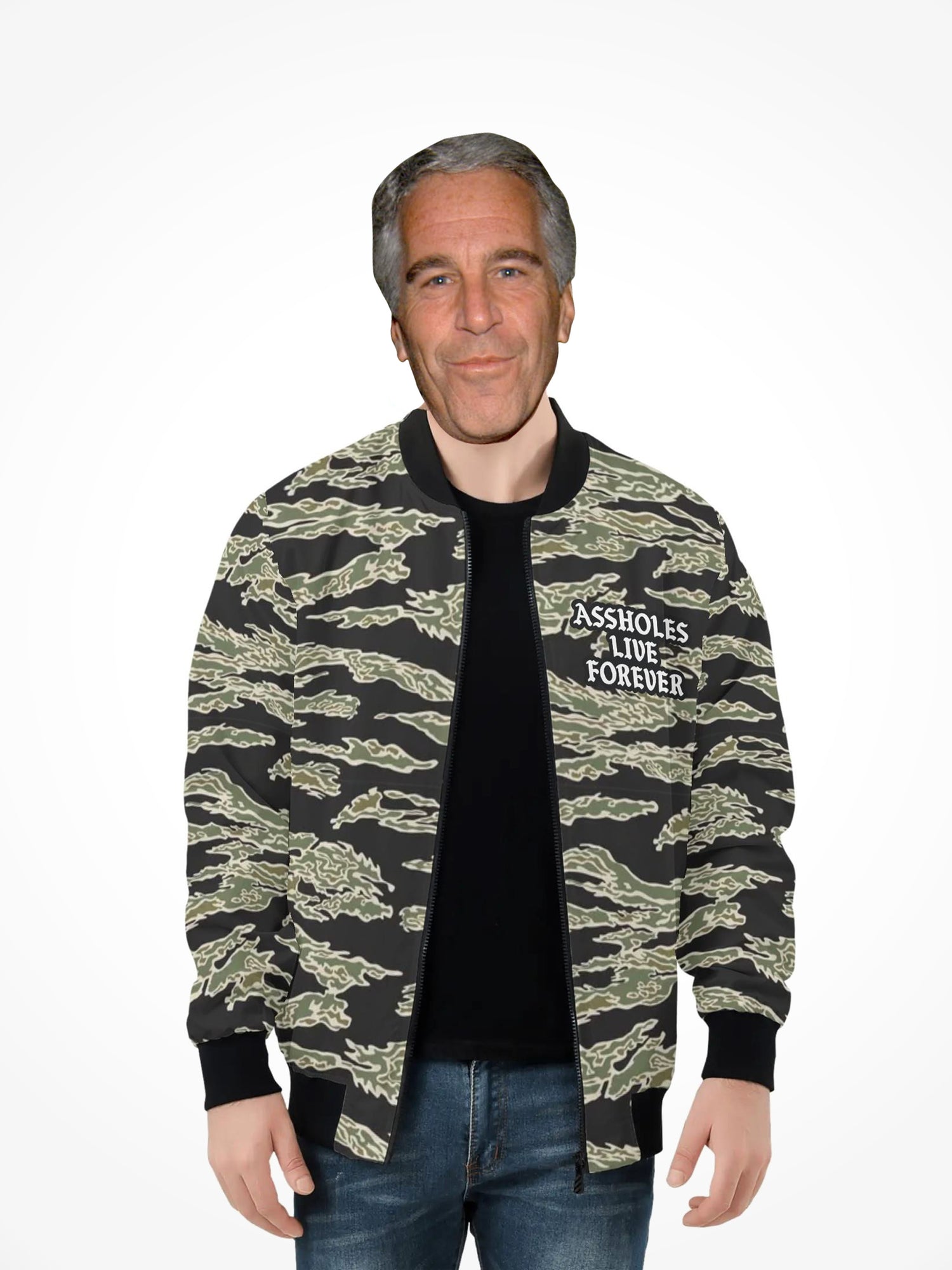 Mens All Over Print Zip Bomber Jacket - Tiger Camo