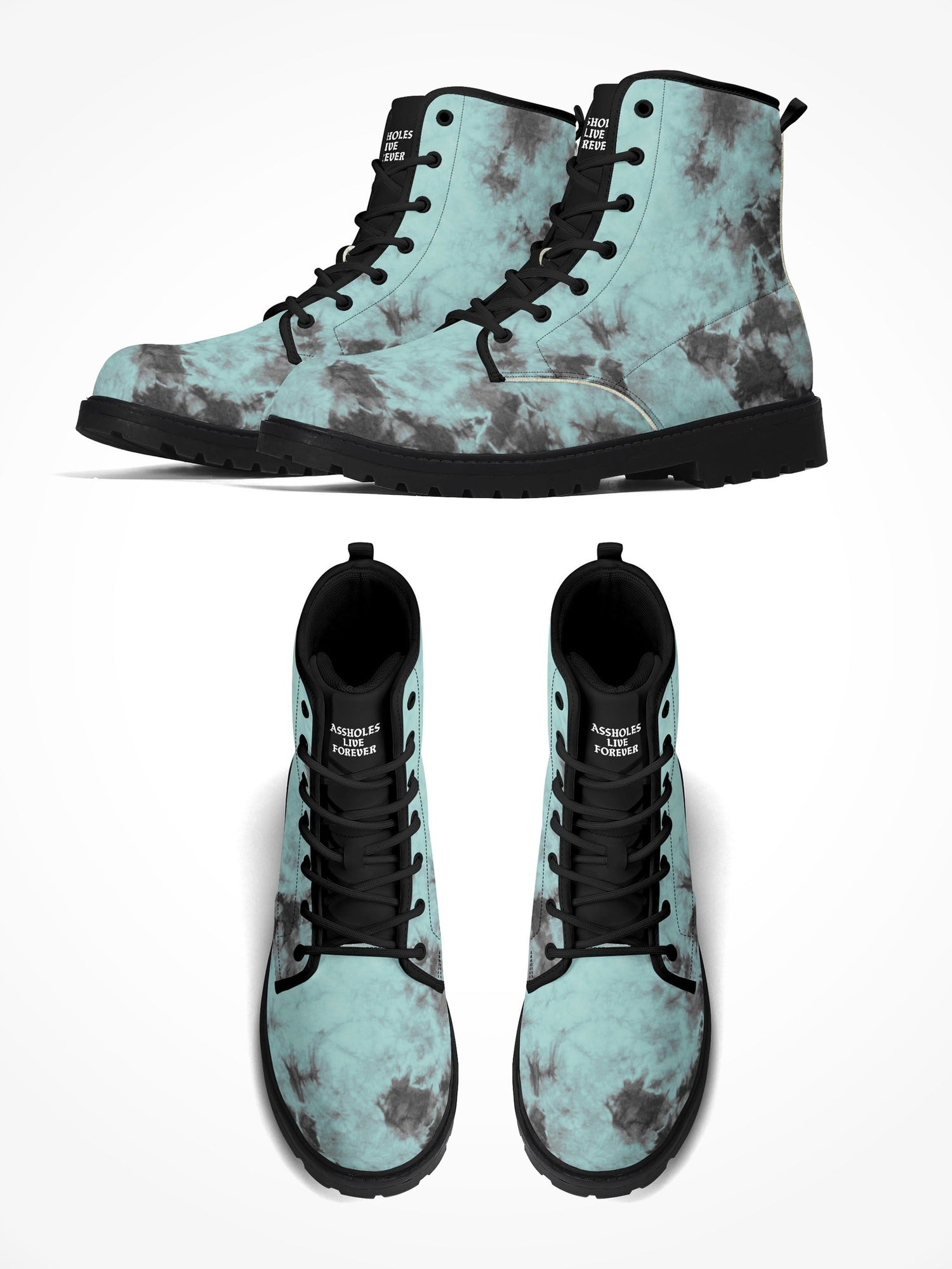 Leather Boots - ALF Teal Tie Dye