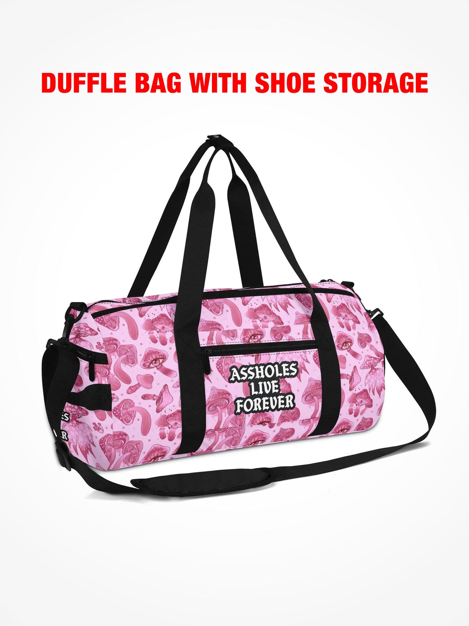 Duffle Bag - LETS TAKE A TRIP - Pink Mushroom