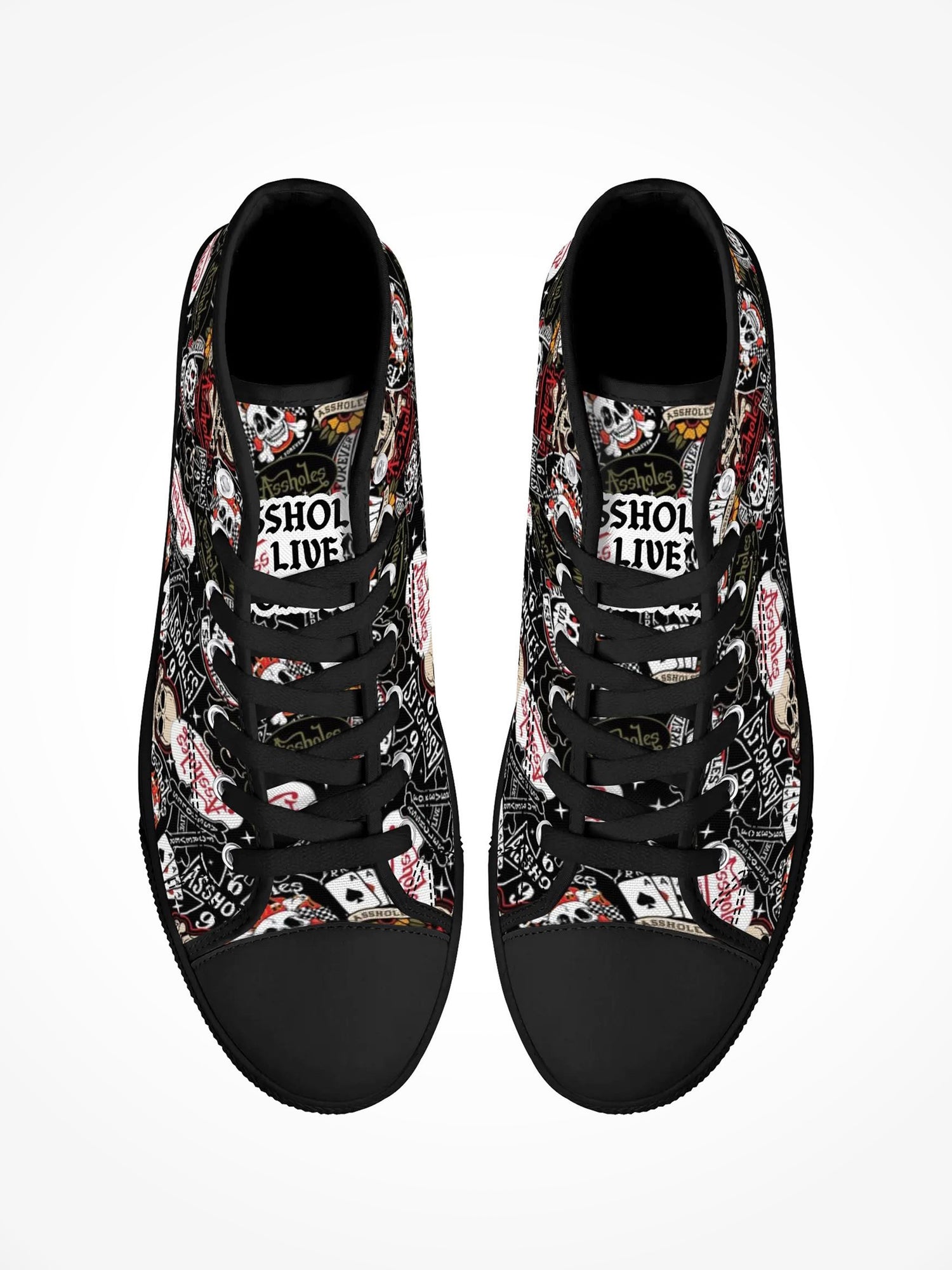 Mens High Top Canvas Shoes - ALF Biker Logos