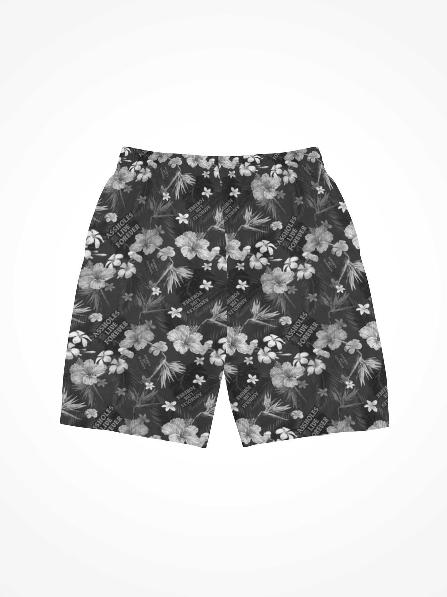 Mens All Over Print Board Shorts - ALF Grayscale Tropics