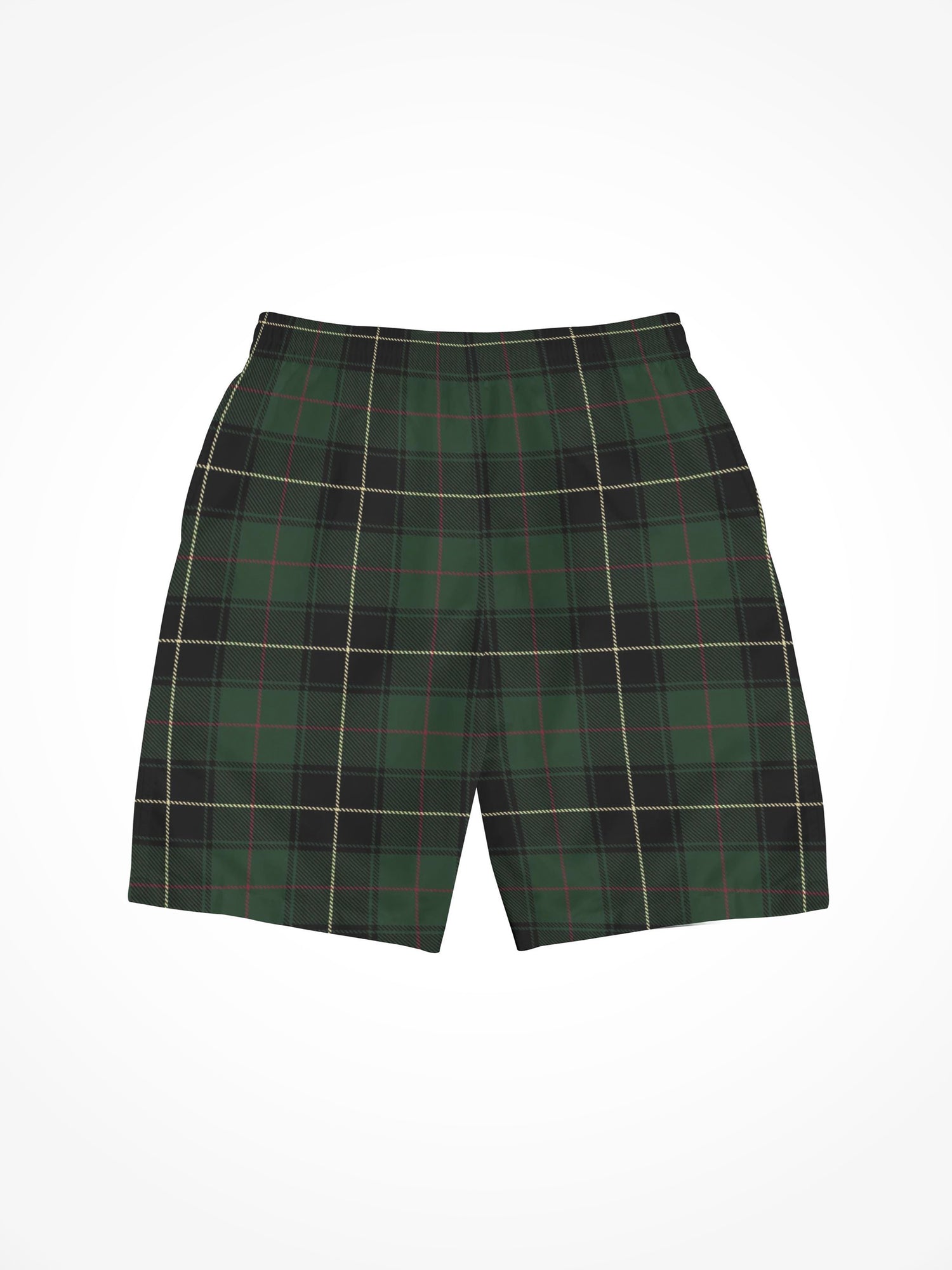 Mens All Over Print Board Shorts - ALF Green Plaid