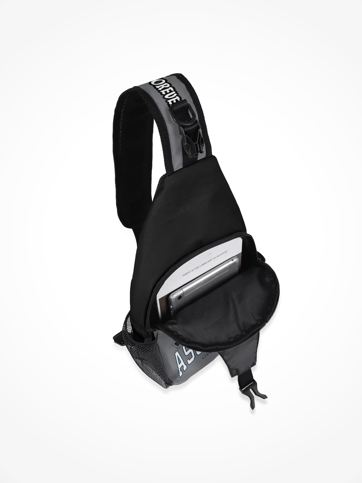 All-Over-Print Chest Crossbody Bag - Assholes College Grey