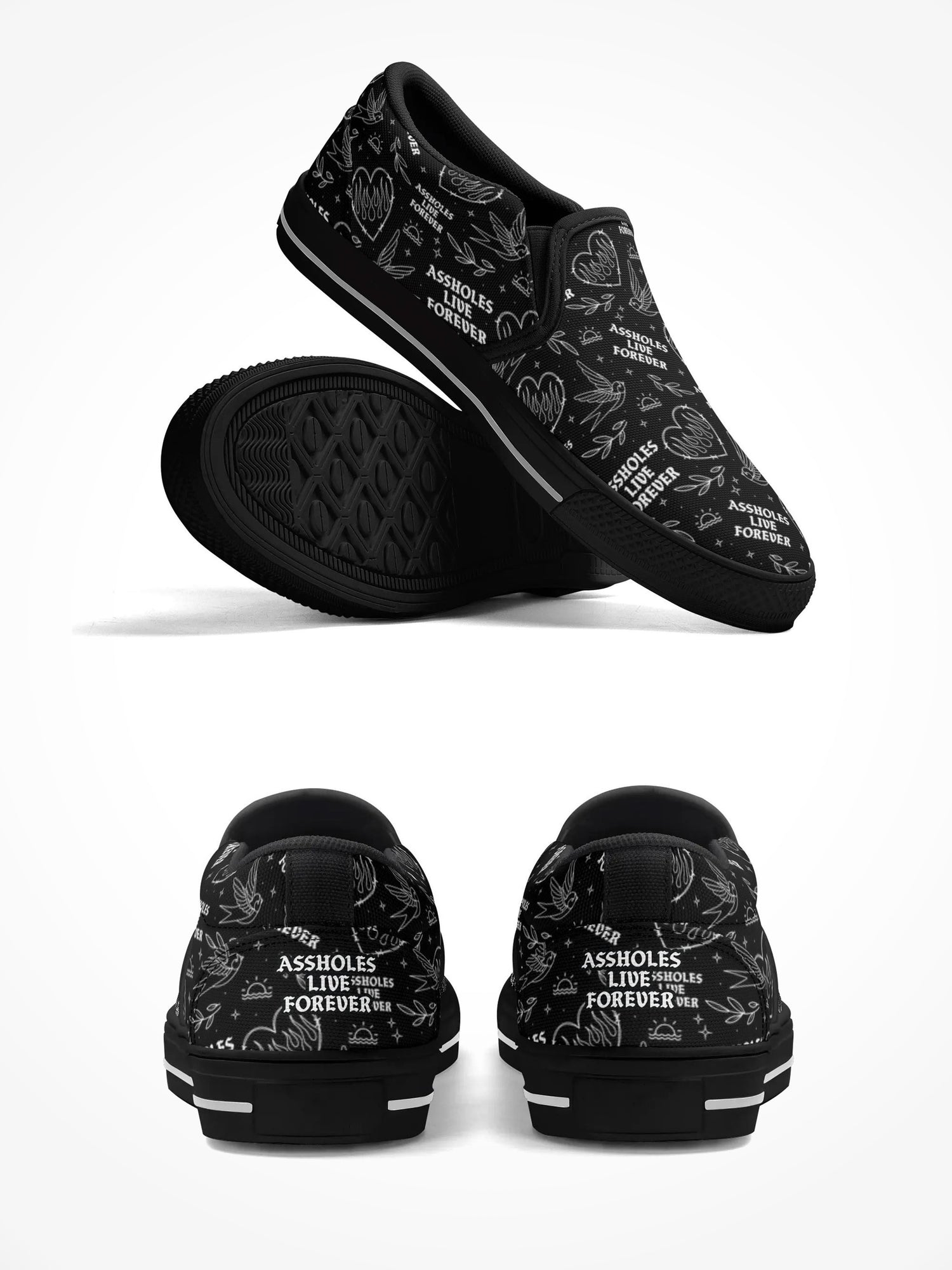 Mens Rubber Slip On Shoes ALF Swallow Pattern
