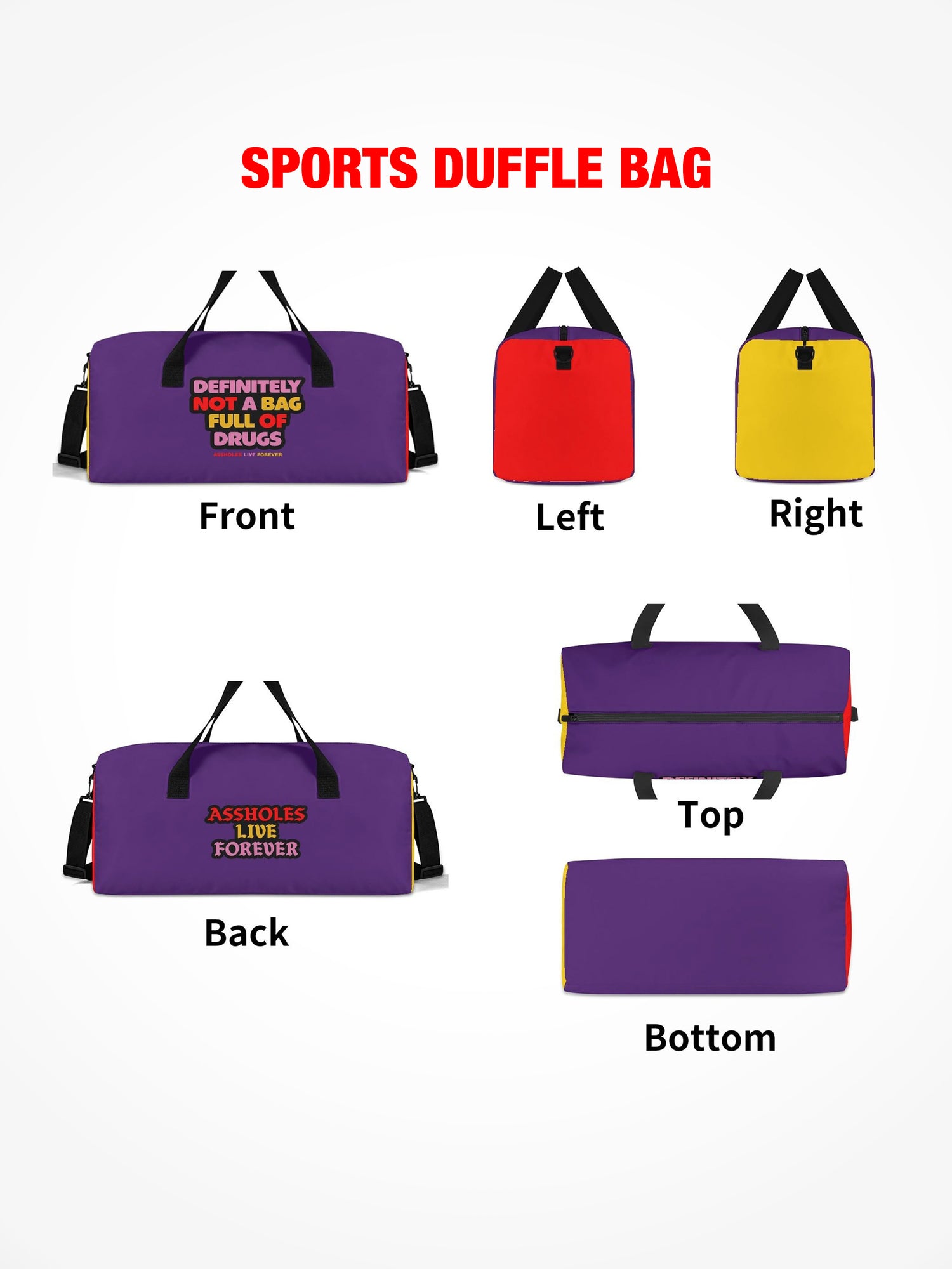 Sports Duffle - Definitely Not A Bag Full Of Drugs - Multi Color Purple