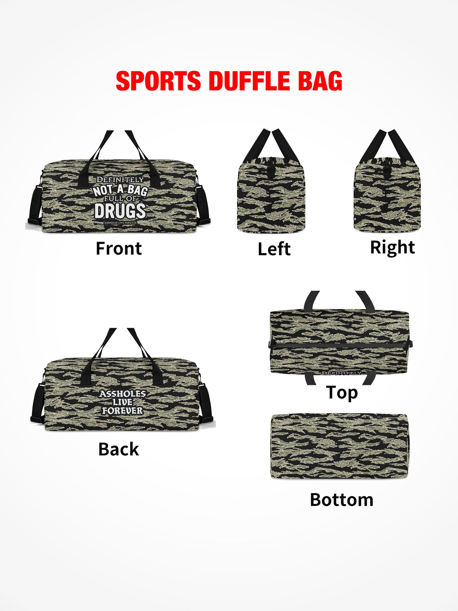 Sports Duffle - Definitely Not A Bag Full Of Drugs - Tiger Camo