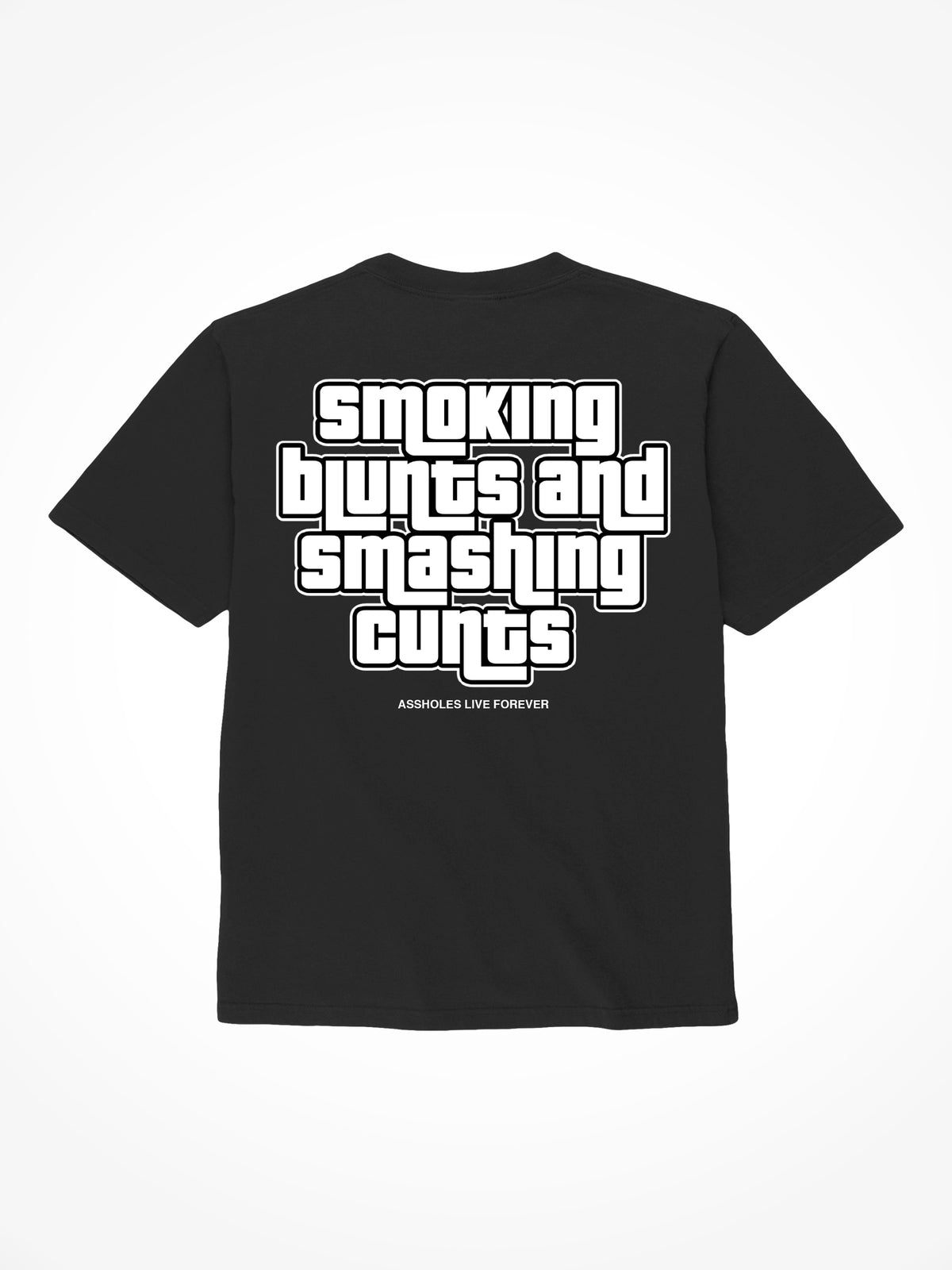Smoking Blunts Smashing Cunts GTA - Black T-Shirt