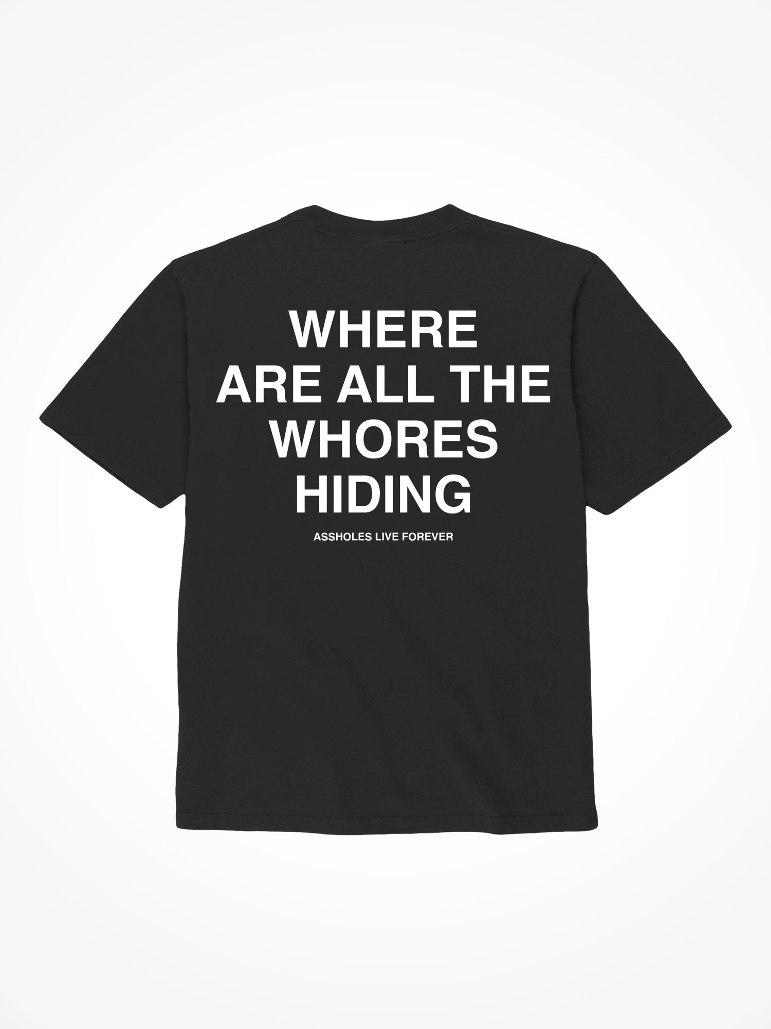 Where Are All The Whores Hiding - Black T-Shirt