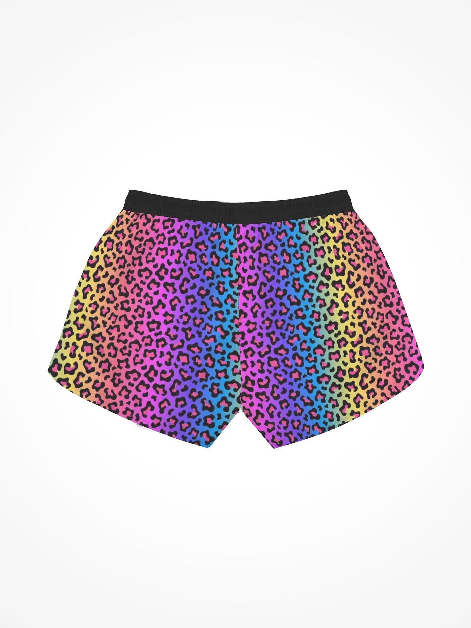 Womens All Over Print Casual Beach Shorts - ALF Rainbow Cheetah